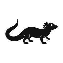 Minimalist Silhouette of Iguana Lizard &ndash; Black and White Reptile Illustration for Wildlife and Nature Design