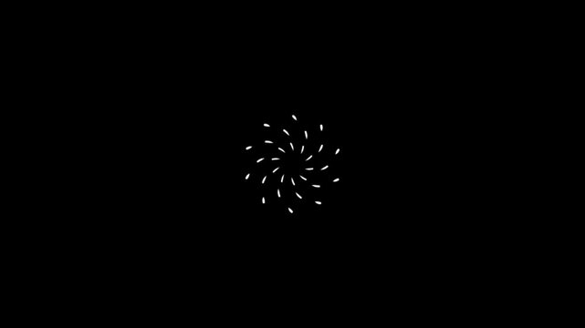 Shiny line blast firework animation with circle bursts and sparkle effects, abstract motion graphics with geometric explosion shapes, seamless celebration visuals on a black screen background. 4K