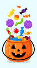 Collecting Holiday Candies in Pumpkin Shaped Bucket