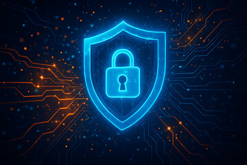 Red glowing padlock with alert warning symbols system cybersecurity danger concept