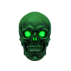 Obraz premium Mystical Green Skull with Glowing Eyes - Dark Art Concept