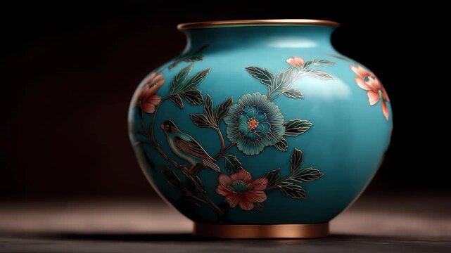 Exquisite Floral Bird Ceramic Vase Artwork Display