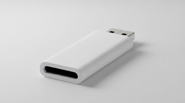 Modern White USB Flash Drive for Digital Data Storage and Transfer.