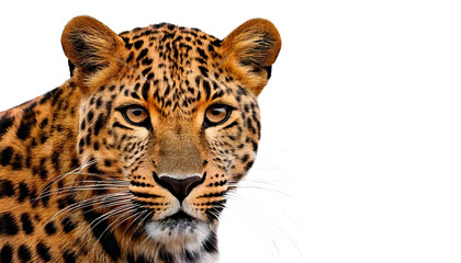 Obraz premium Close up portrait of majestic leopard with sharp golden eyes and detailed fur pattern, showing intense and focused expression in natural lighting