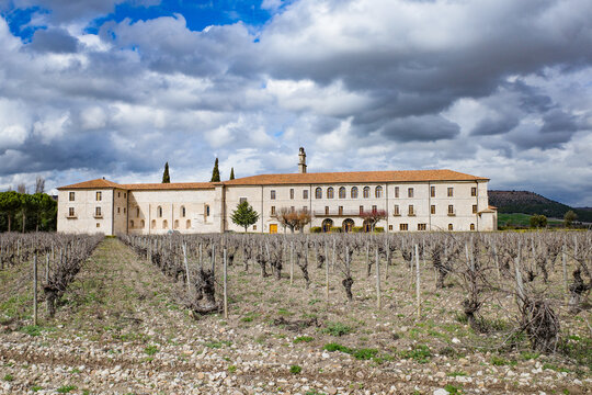 Sardon de Duero, Spain - 5 March 2025: Le Domaine Abadia Retuerta vineyards and luxury hotel, Castilla y Leon