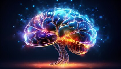 glowing translucent brain vibrant energy