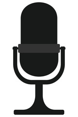 Classic microphone silhouette icon for podcast branding, voice recording, and studio logos