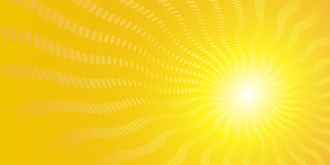 Sunbeam explosion with radial rays and vintage comic burst pattern in yellow and orange color with bright solar energy flare on modern background retro texture vector illustration design