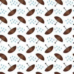 Seamless repeating background with a colorful umbrella and rain. pattern for autumn, season