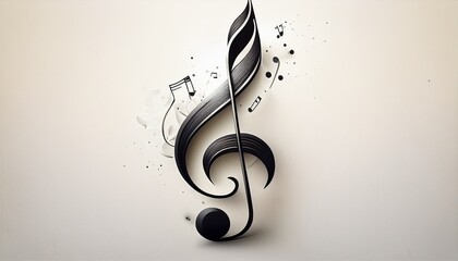 simple black musical note isolated on white background representing sound rhythm harmony digital music art