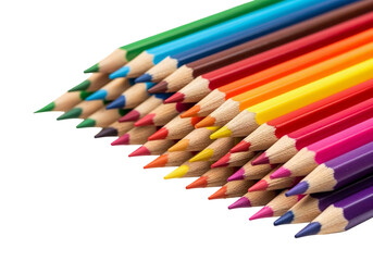 Diagonal Array of Vibrant Colored Pencils
