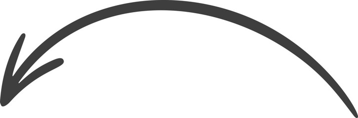 Hand-drawn arrow. Curved sketch and doodle of pointers. Thin scribble. Simple element