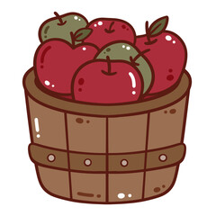 Wooden basket full of apples autumn harvest