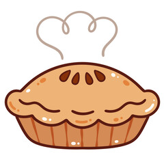 Homemade pie fresh from oven illustration