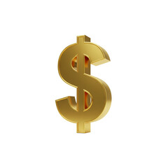 Obraz premium Golden Dollar Sign Symbol Isolated on White Background Generative AI
