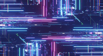 Dynamic digital data streams with vibrant neon light trails, perfect for futuristic technology, cybersecurity, and innovative design concepts