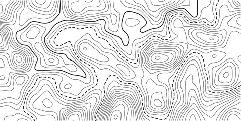 Fototapeta premium Black and white lines seamless Topographic map patterns,its very attractive and gorgeous. topography line map. Vintage outdoors style.Abstract topo contour map on white background, Topographic map Top