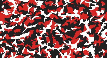 Obraz premium Abstract pattern of red, black, and white shapes creating a dynamic visual texture for backgrounds