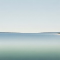 Obraz premium Serene Lake Landscape - A Minimalist Vision of Tranquility and Calm.