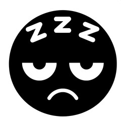 Obraz premium Black and White Vector Silhouette of Sleepy Emoji with Closed Eyes