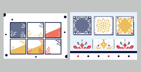 Naklejka premium 3d style minimal abstract soft watercolor tile pattern vector art design illustration