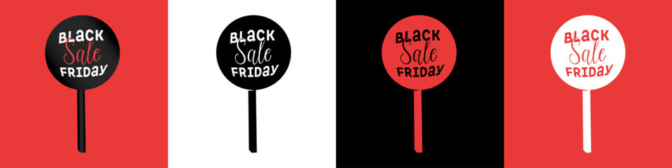 Black Friday Sale Round Banner Clipart Element Icon Set