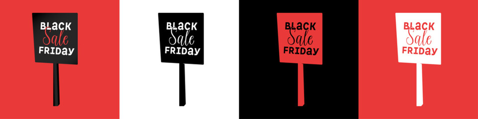 Black Friday Sale Square Banner Clipart Element Icon Set