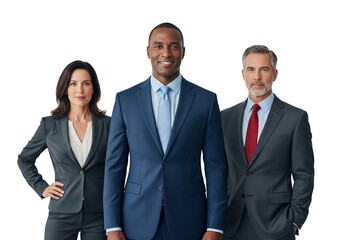 Corporate Team in Suits on White Background