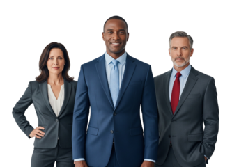 Corporate Team in Suits on White Background