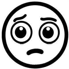 Fototapeta premium Black and White Vector Silhouette of Confused Emoji