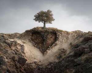 Heart of the Earth — Tree Roots Shaped Like a Heart Symbolizing Love for Nature and Environmental Sustainability