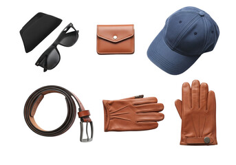 Men&rsquo;s Fashion Accessories Flat Lay on White