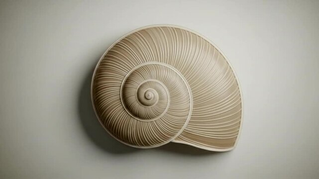 Elegant spiral shell resting on a smooth surface, showcasing intricate patterns and textures
