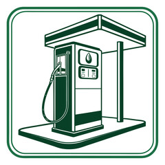  Flat Green Gas Pump Icon with Rounded Corners and Minimal Design &ndash; Modern Vector Illustration
