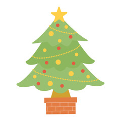 ふんわり優しい色合いのクリスマスツリーのベクターイラスト