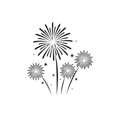Fireworks burst icon in grayscale for festive celebration design