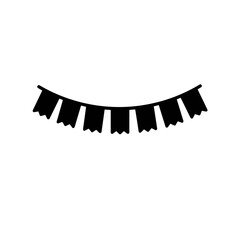 Festive flag garland icon in black for party and celebration design