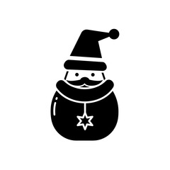 Santa Claus icon in rounded shape for Christmas holiday design