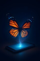 Digital Butterfly Emerging from Smartphone