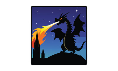 Black Dragon in Dark Night