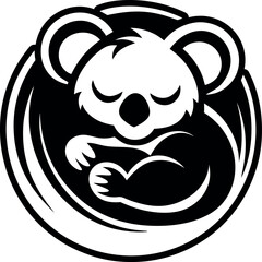 A glyph style icon of a koala logo
