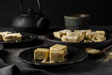 Traditional Indian dessert Burfi from sesame seed