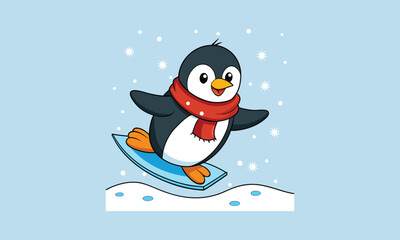 Space Penguin Explorer Cartoon Illustration
