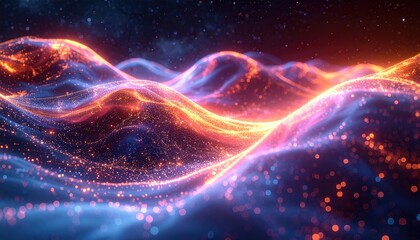 Golden Shimmering Waves Abstract Background