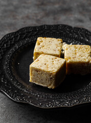 Traditional Indian dessert Burfi from sesame seed