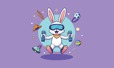 Cool Bunny with Sunglasses Cartoon Illustration