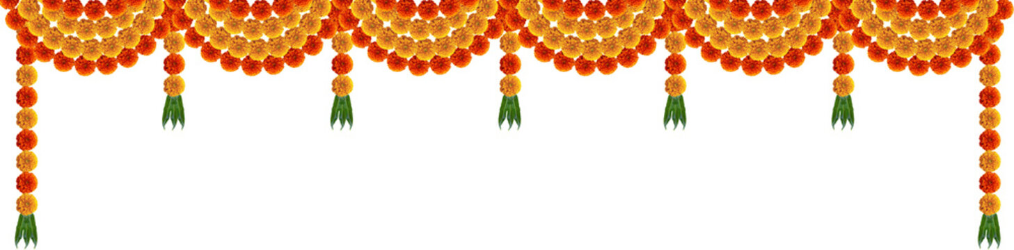 Marigold flowers toran festive gate element for design decoration