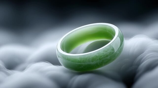 Warm Jade Bangle on Auspicious Clouds Showcasing Oriental Charm