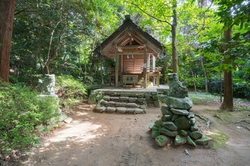 氣多大社の奥宮と森に佇む社　静寂と神秘に包まれた神域