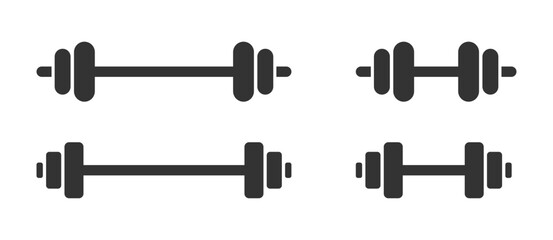 Barbell and Dumbbell vector icons set. Exercise equipment icon set